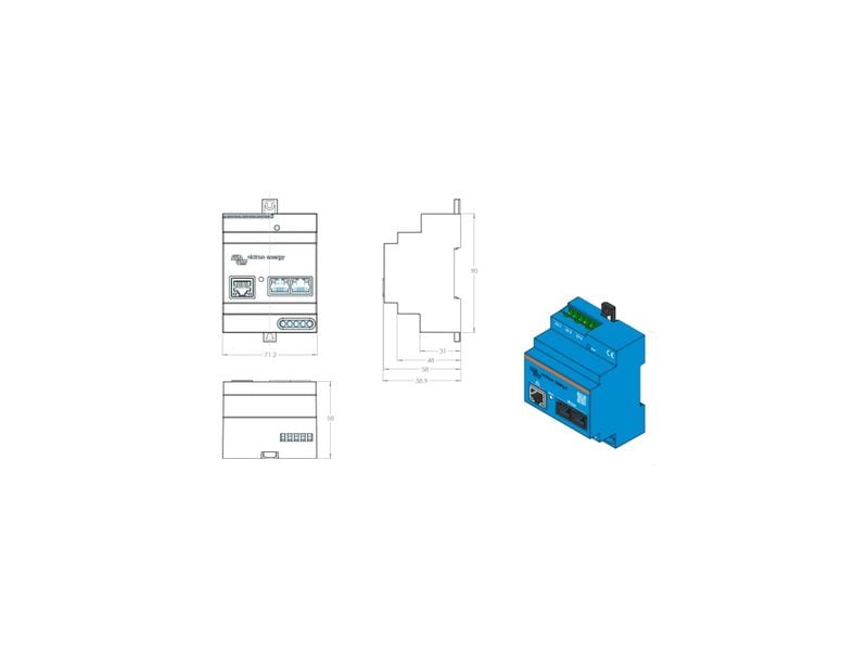 Victron Energiemessgerät VM-3P75CT mit ansteckbaren Stromwa Energiezähler VM-3P75CT