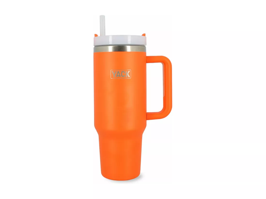 Yack - Gobelet Yack 1.2l En Acier Inoxydable Orange Avec Couvercle Et Paille