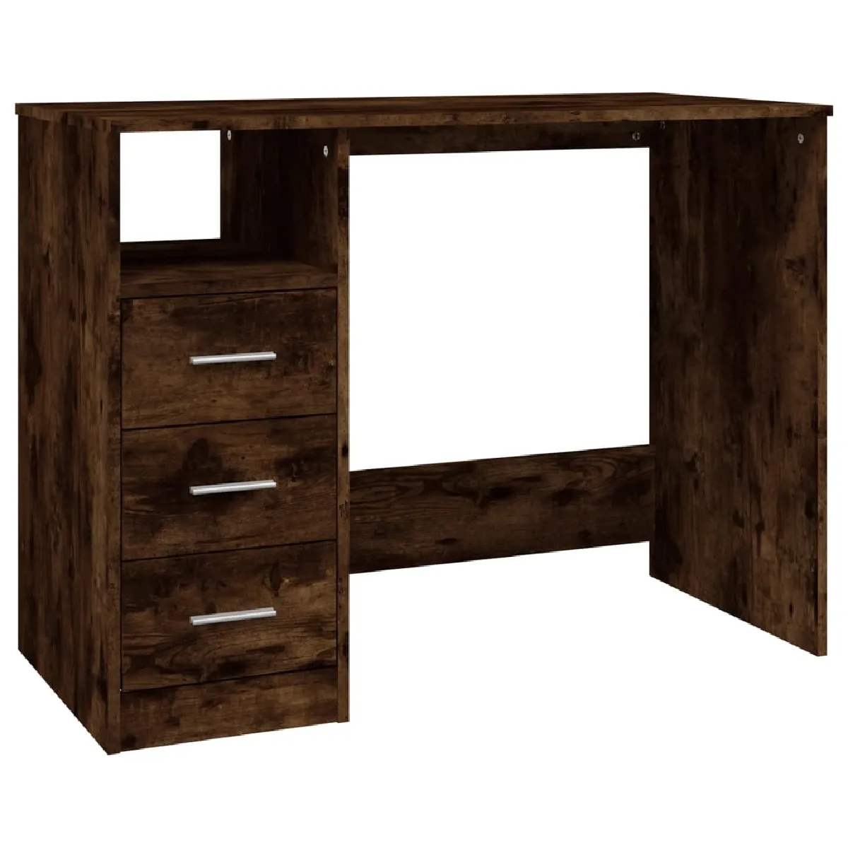 vidaXL Bureau avec tiroirs - Chêne fumé