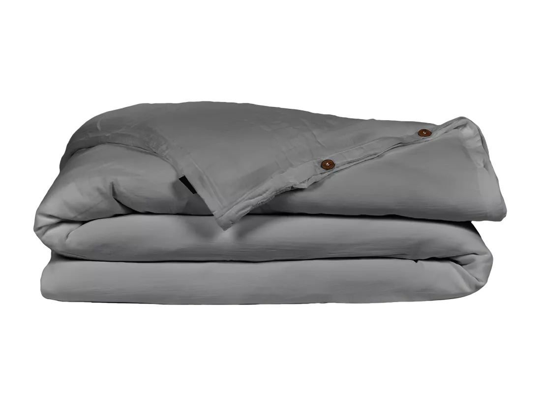 Housse de couette gaze de coton double 200 x 200 cm gris - PEPA 2