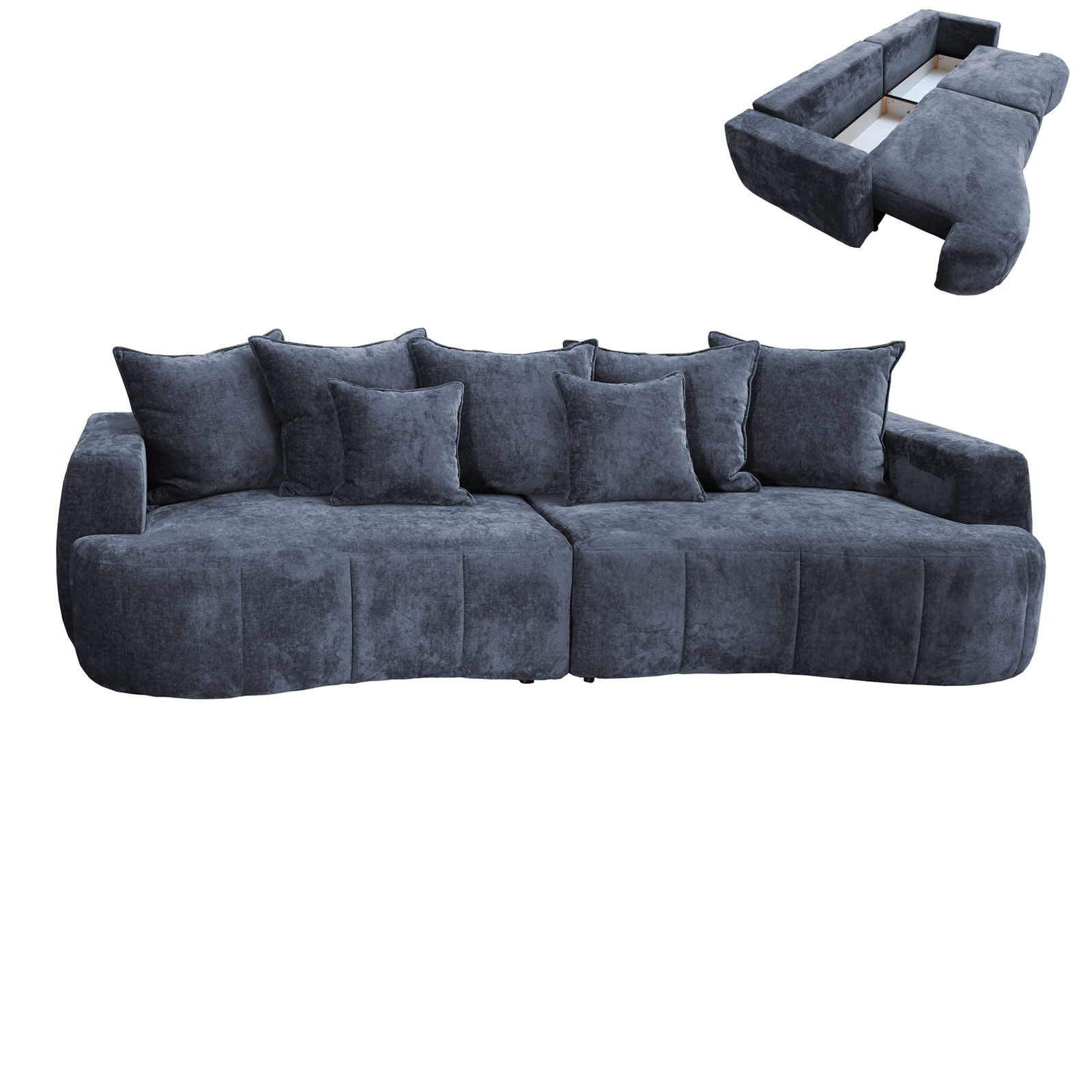 Big Sofa - dunkelblau - Boxspringfederung - 292 cm
