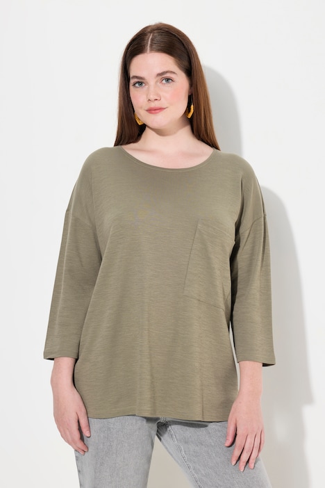 Shirt, Oversized, Rundhals, 3/4-Arm, Biobaumwolle