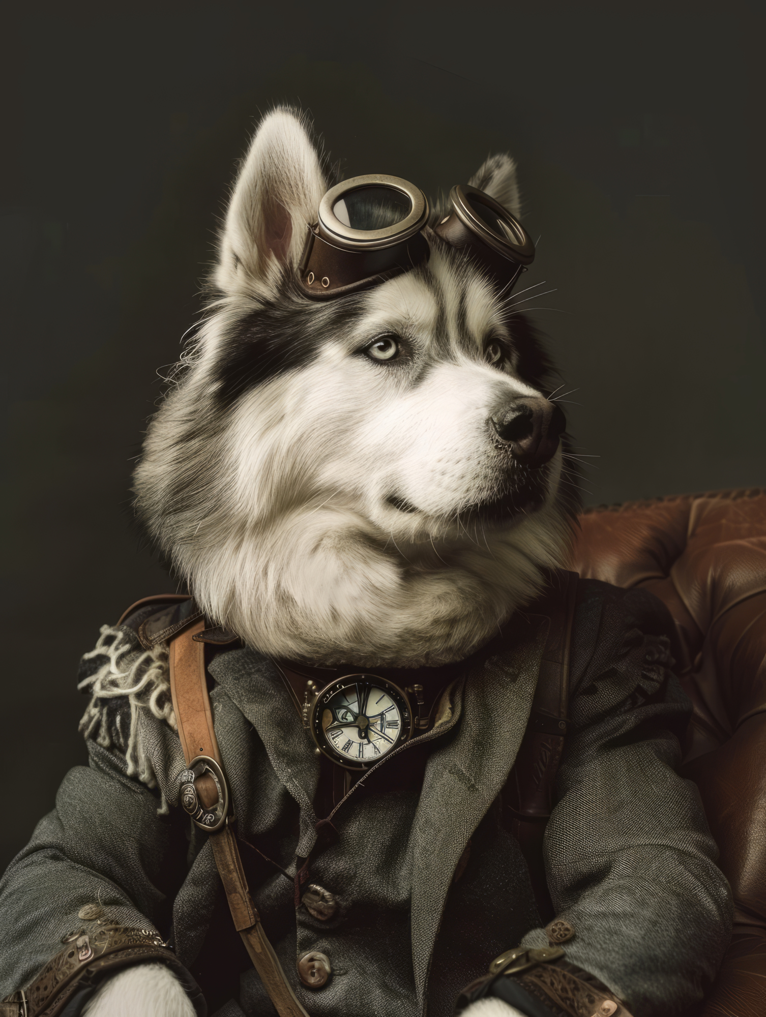 Canvas schilderij van een Alaskan Malamute 80 x 120 cm