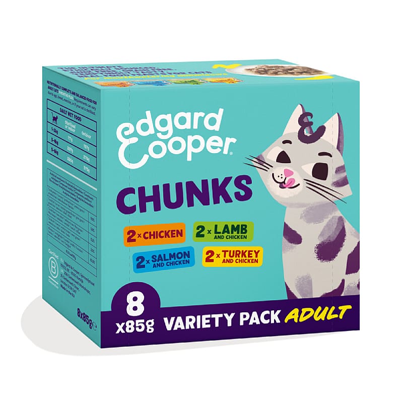 Edgard & Cooper Blikjes Chunks Multipack Adult Kat 8 x 85 gram | 12854