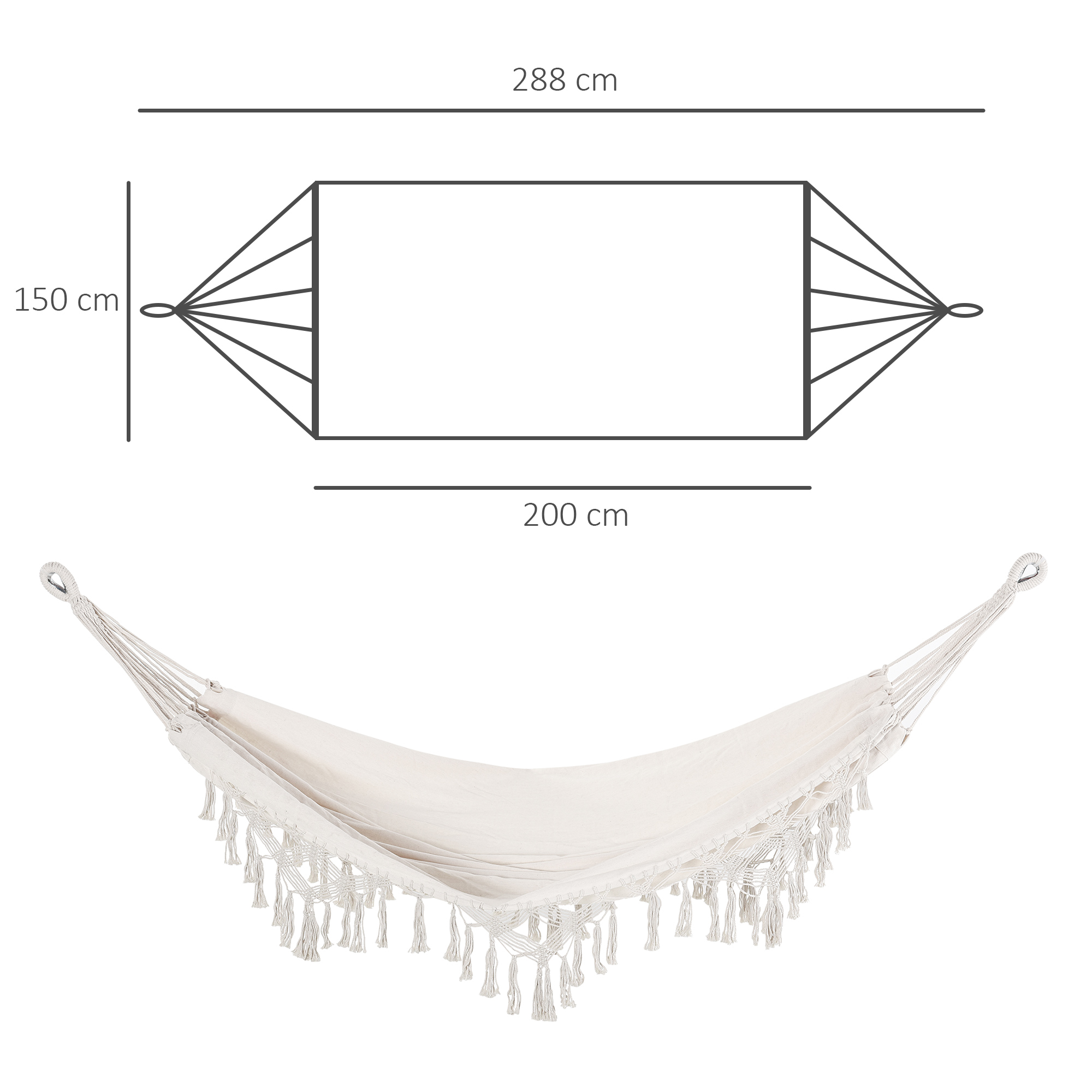 Rede suspensa Outsunny cor creme