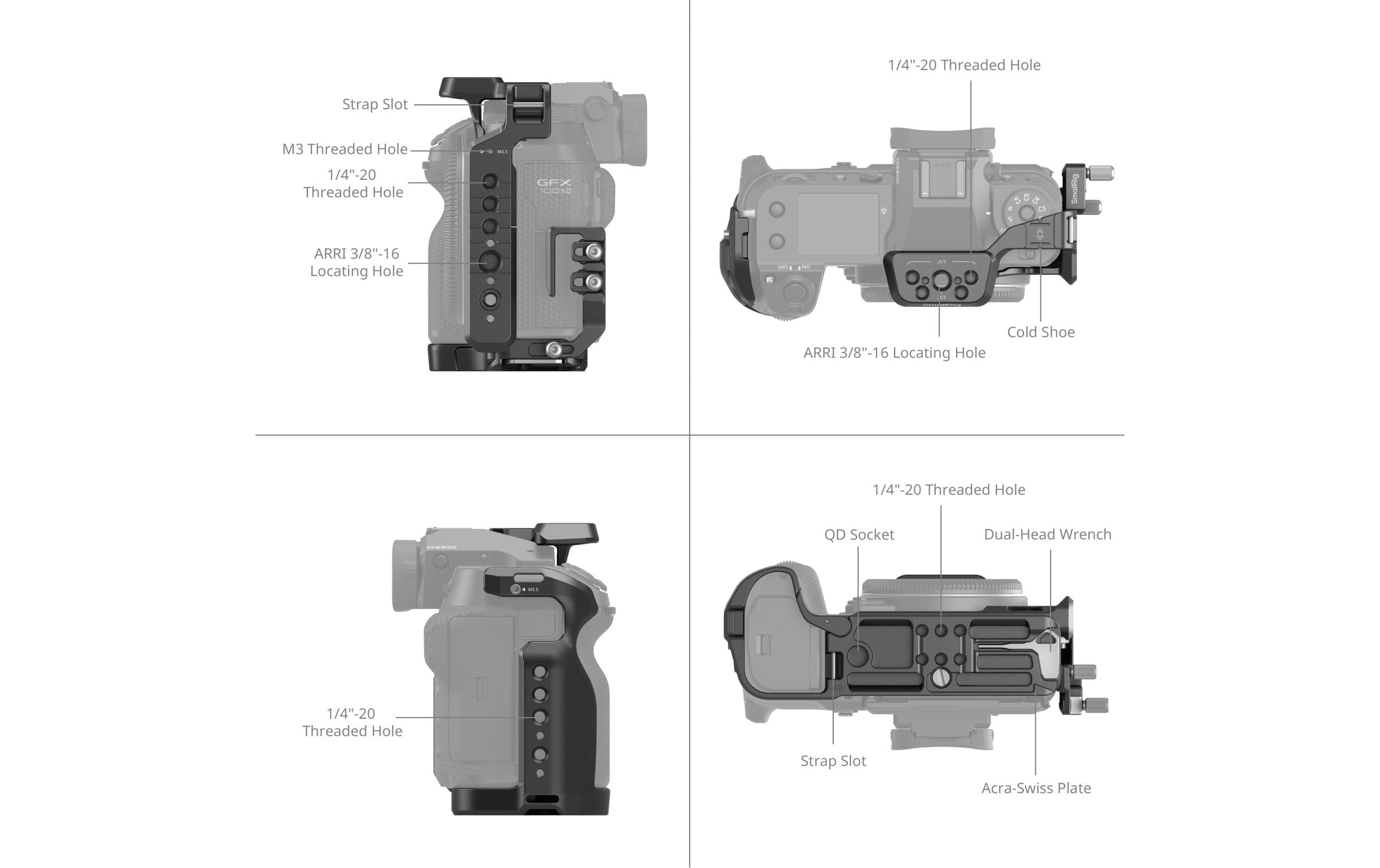 Cage Kit für FUJIFILM GFX100S II<br>Schützt die Kamera und bietet Anschlussmöglichkeiten