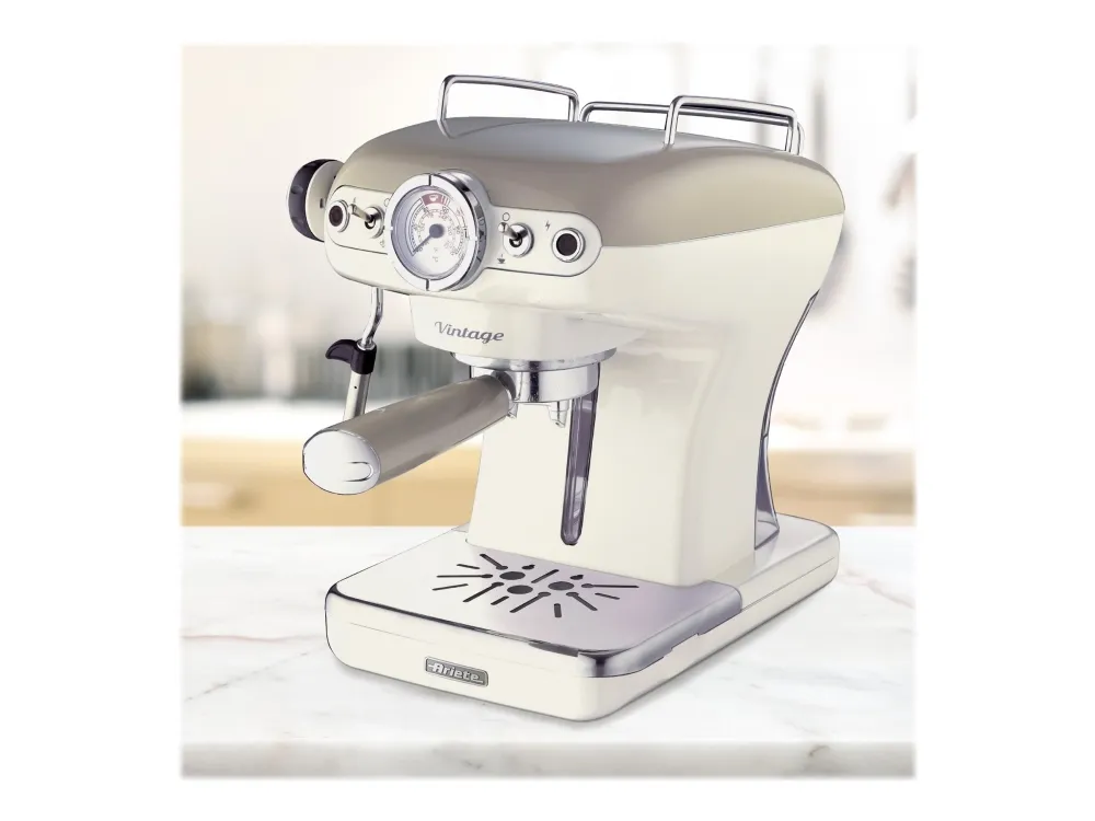 Ariete Vintage 1389 - Kaffemaskine med mælkeskummer - 15 bar - beige