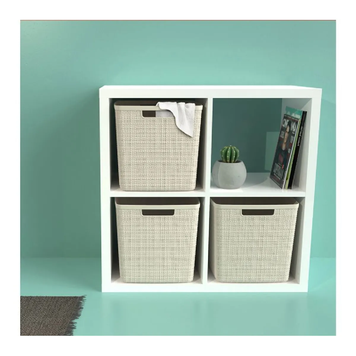 But Panier cube JUTE 17L - Blanc cassé