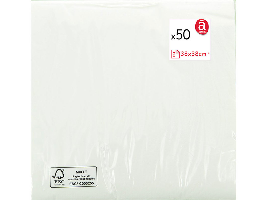 GUARDANAPOS FOLHA DUPLA ACTUEL BRANCO 38X38CM 50 UNIDADES
