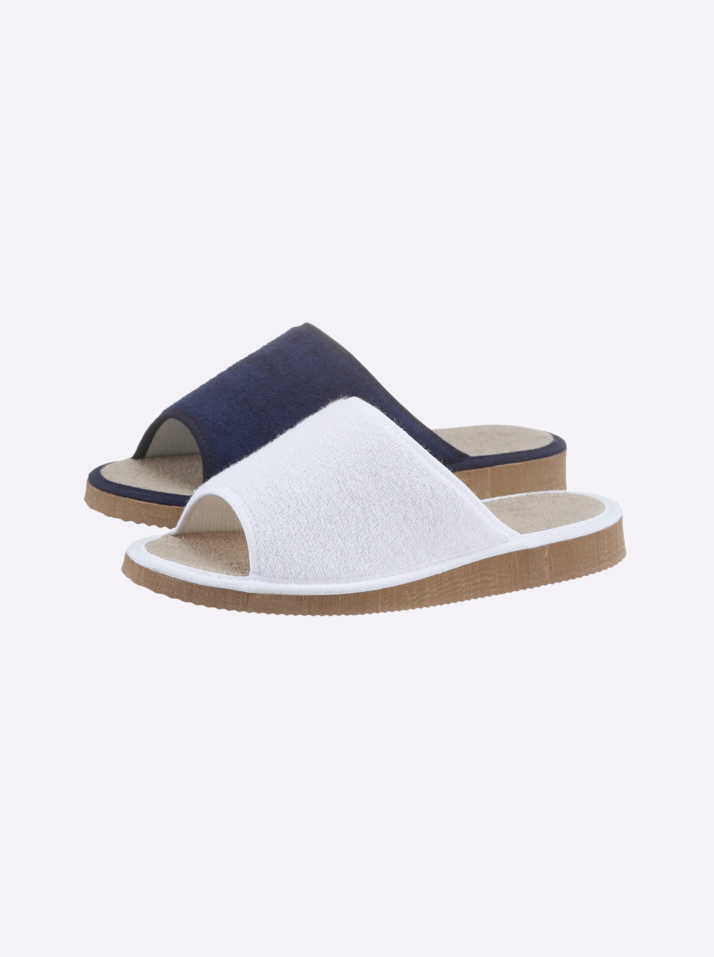 Pantoffel in weiß + marine