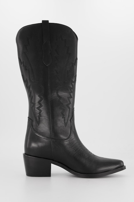 Leder-Cowboystiefel, XXL-Schaft, Westernstiefel, Stickerei, Weite H