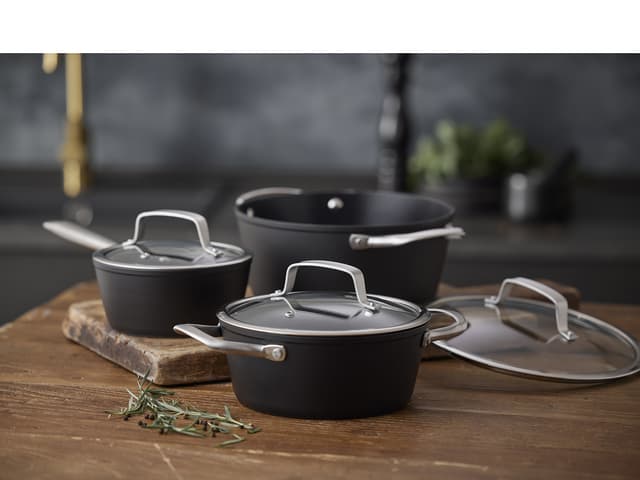 Pillivuyt Gourmet Grydesæt med glaslåg Black