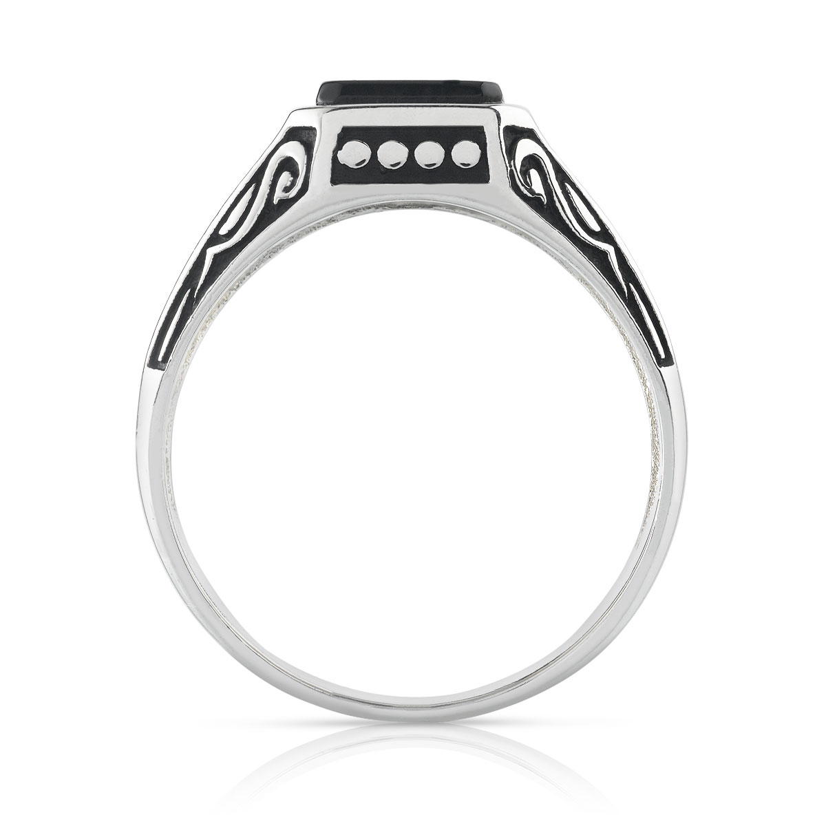 Bague argent 925 onyx imitation rectangulaire