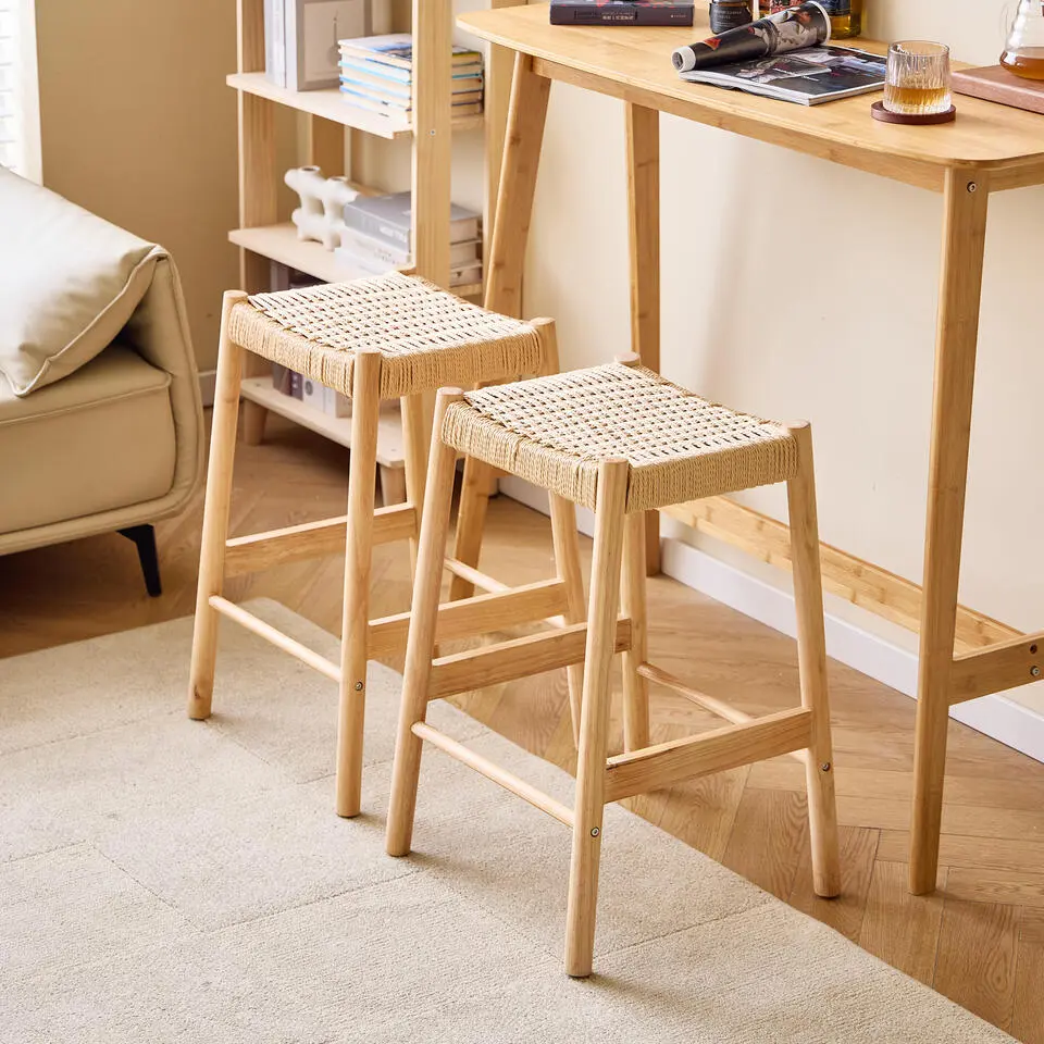 Set van 2 Barkrukken Massief Hout Scandinavisch