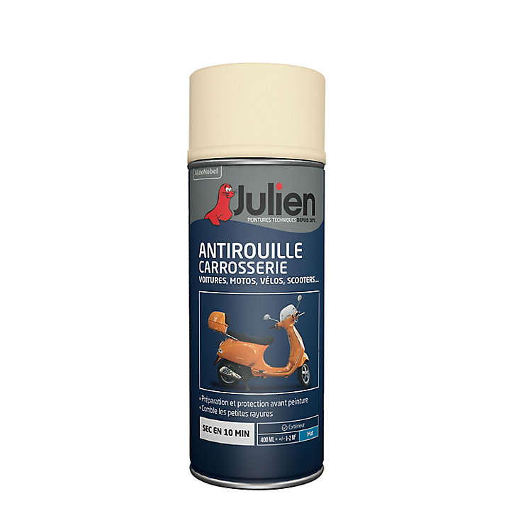 Peinture aérosol antirouille spécial carrosserie Julien mat blanc 400ml