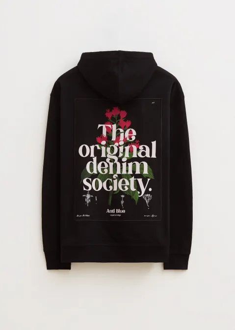 Hoodie met bloemen applicatie zwart (ZWART)