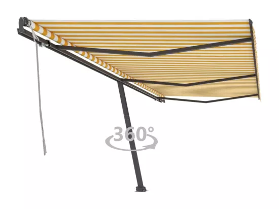 Auvent manuel rétractable sur pied 600x300 cm Jaune/Blanc