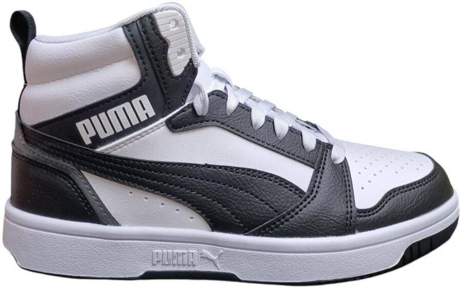 Puma Rebound V6 Mid Jr White Black shadow Gray (gs) Fashion sneakers Schoenen weiß maat: 37.5 beschikbare maaten:37.5 38.5 39