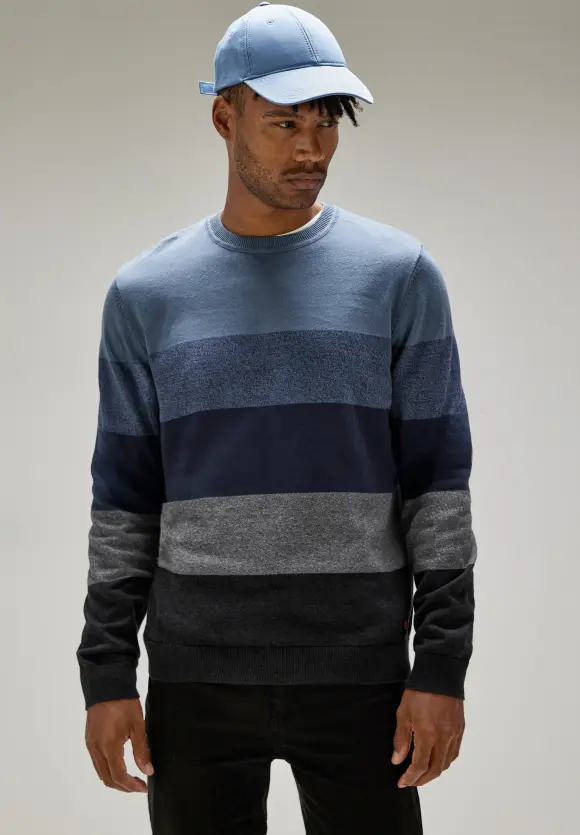 Pullover mit Streifenmuster - deep navy blue