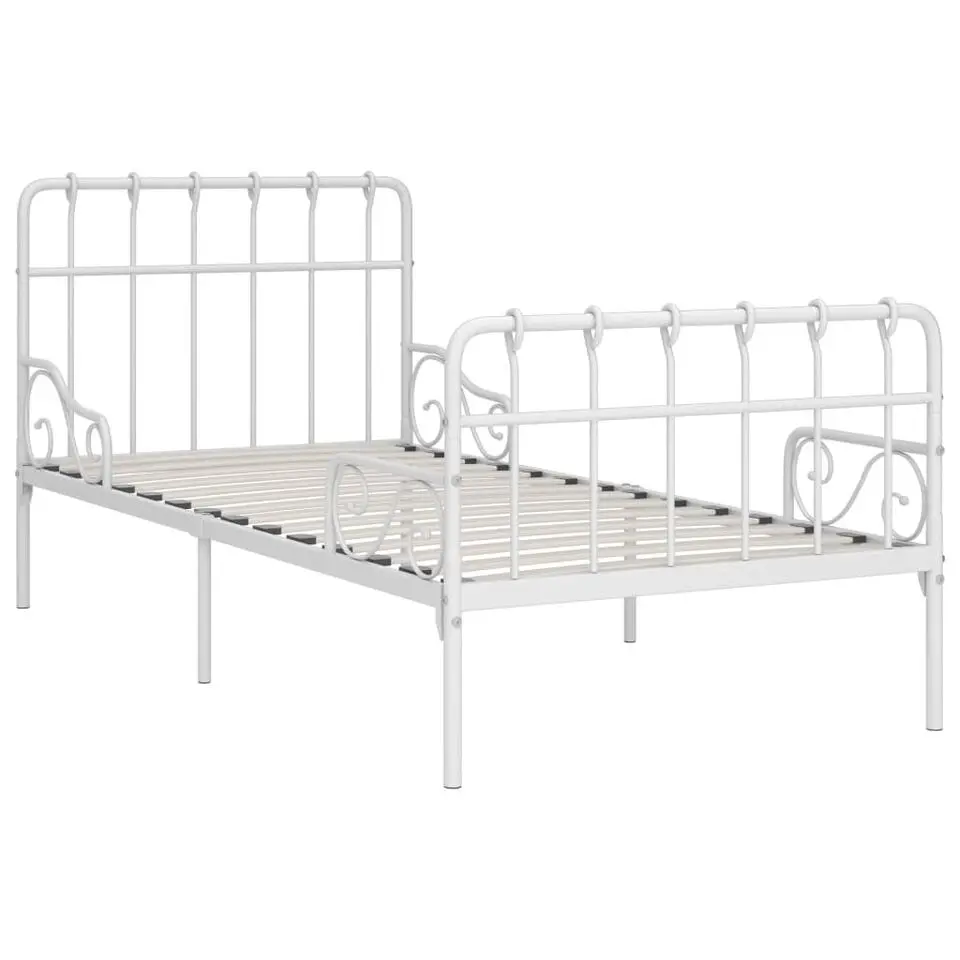 vidaXL - Bed frame met lattenbodem - Wit - Metaal - 90x200 cm