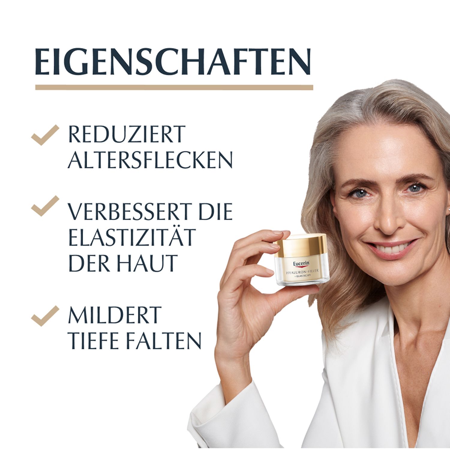 Eucerin® HYALURON-FILLER + ELASTICITY Tagespflege LSF 15 – Gesichtscreme zur Minderung tiefer Falten – Anti-Aging Creme gegen Altersflecken