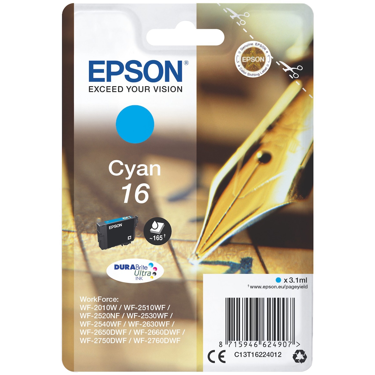 Epson blekkpatron Durabrite Ultra 16 Cyan