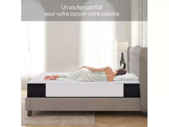 Europe Luxe Matelas 160x200 Mousse Memo - épaisseur 25cm - zones de confort mousse adaptative - Noir