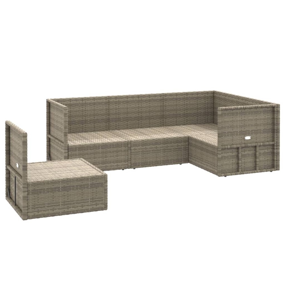 Salon de jardin meuble d'extérieur ensemble de mobilier 5 pièces avec coussins gris résine tressée