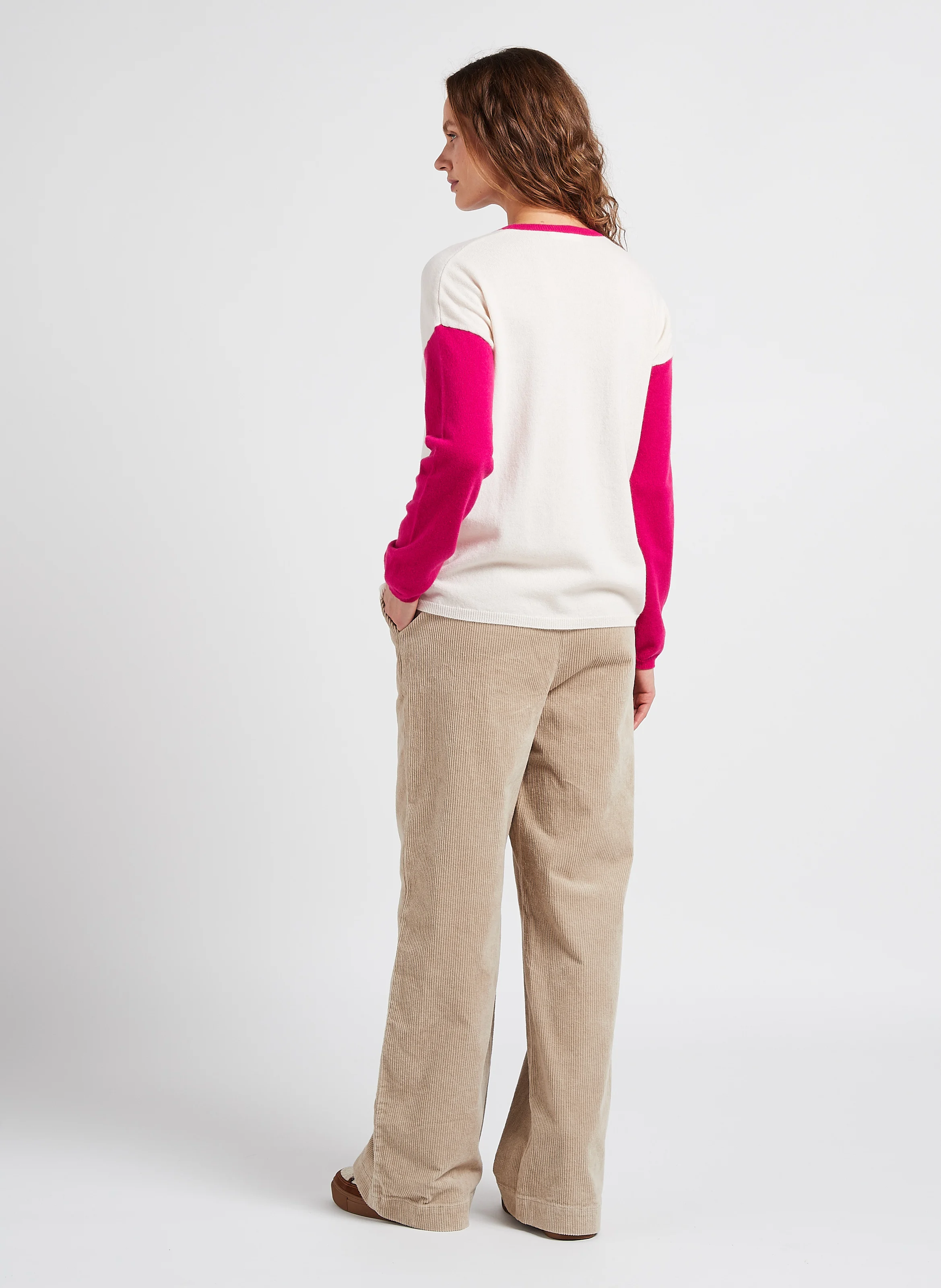 Pull ample col rond en cachemire | Multicolore