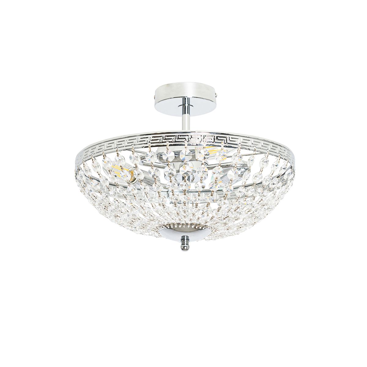 Klassieke plafondlamp staal met kristal 3-lichts - Mondrian