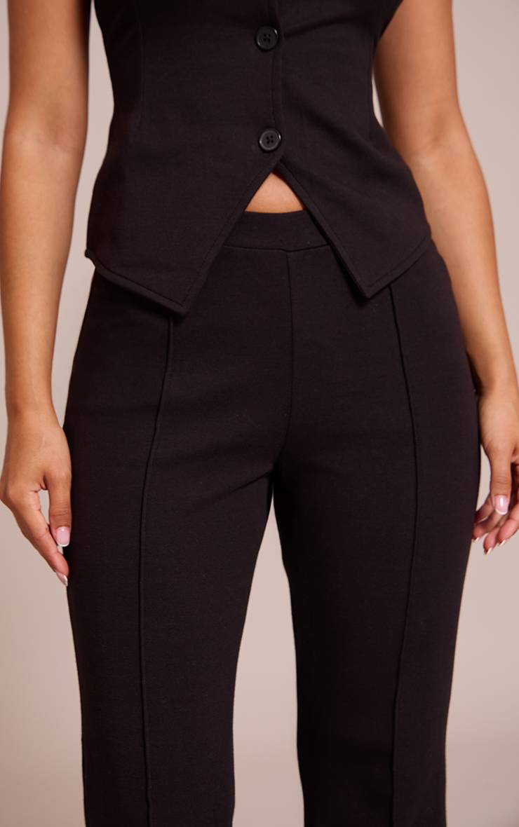 Noir Pantalon Évasé Petite Avec Détail De Couture Entrelacée