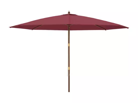 Parasol de jardin avec mât en bois rouge bordeaux 400x273 cm