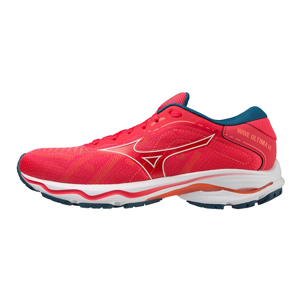 Mizuno WAVE ULTIMA 14 - Chaussures running Femme paradise pink/white/ink blue