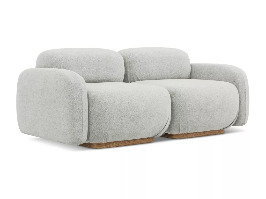 Canapé modulable 3 places en tissu bouclette - argent - AILANI