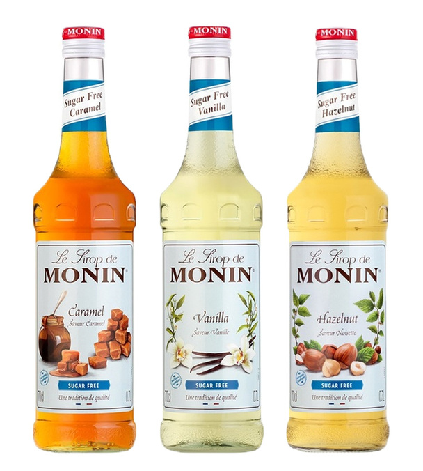 3 Sirops Sans Sucre de 70cl - Vanille Caramel Noisette - MONIN