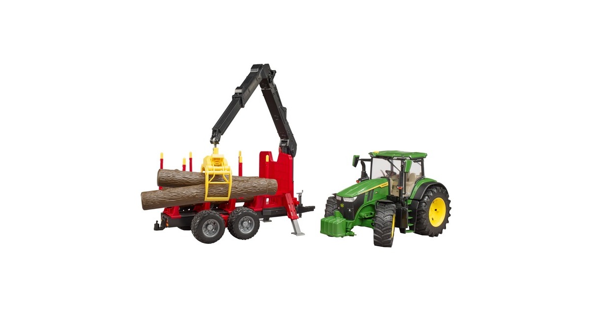bruderJohn Deere 7R 350 met aanhanger en 4 boomstammen Modelvoertuig  (03154)