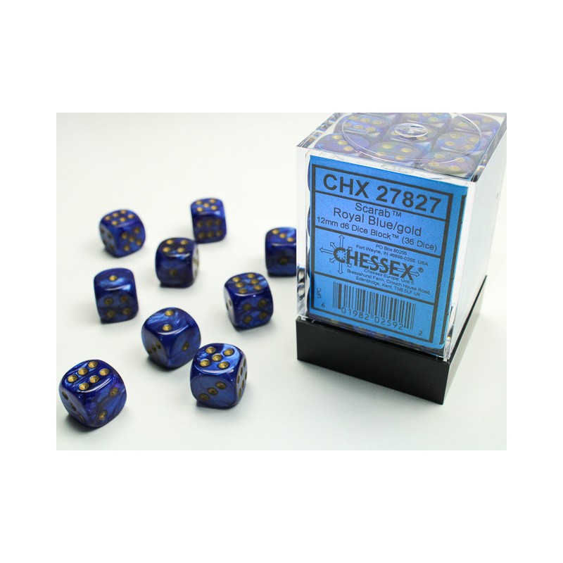 Pack de 36 dés D6 * scarabée * BLEU ROI