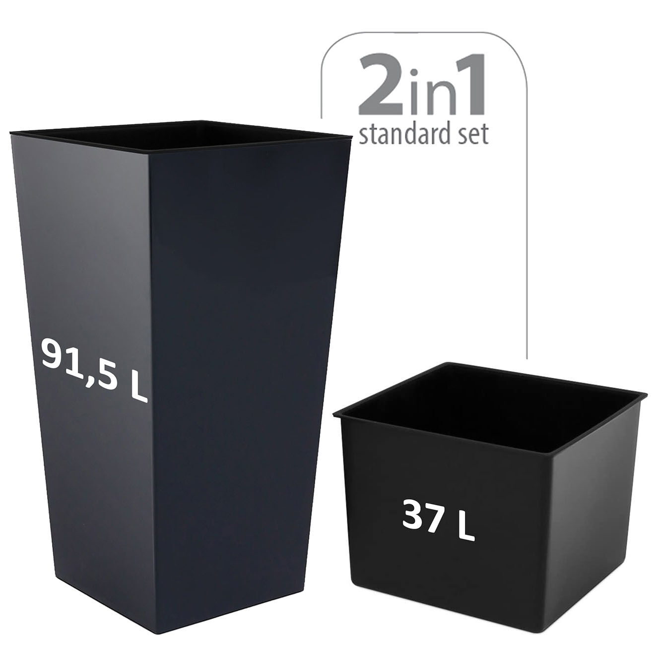 Prosperplast Pot 91.5L anthracite - 40x40x75  cm