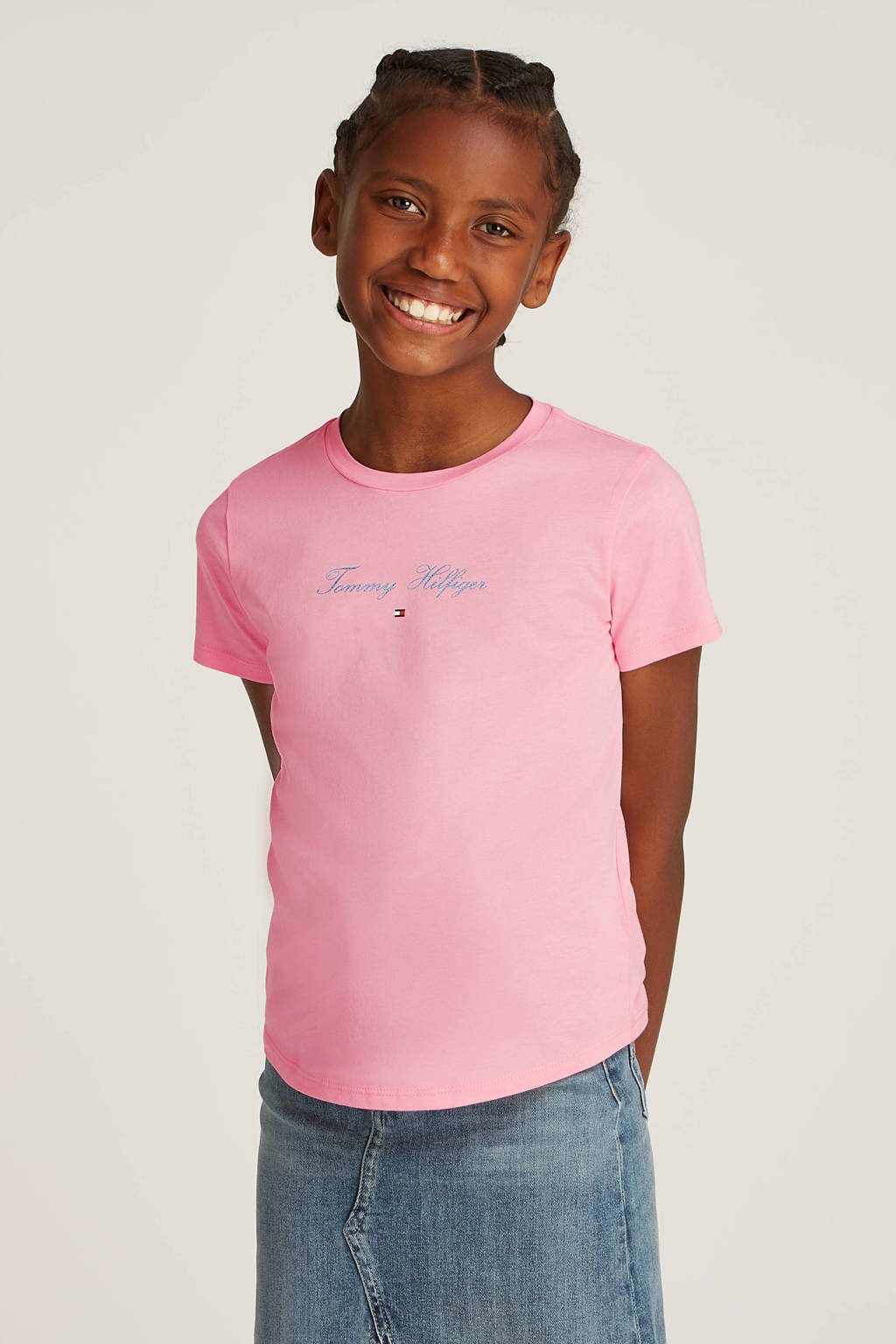 Tommy Hilfiger t-shirt roze met lurex