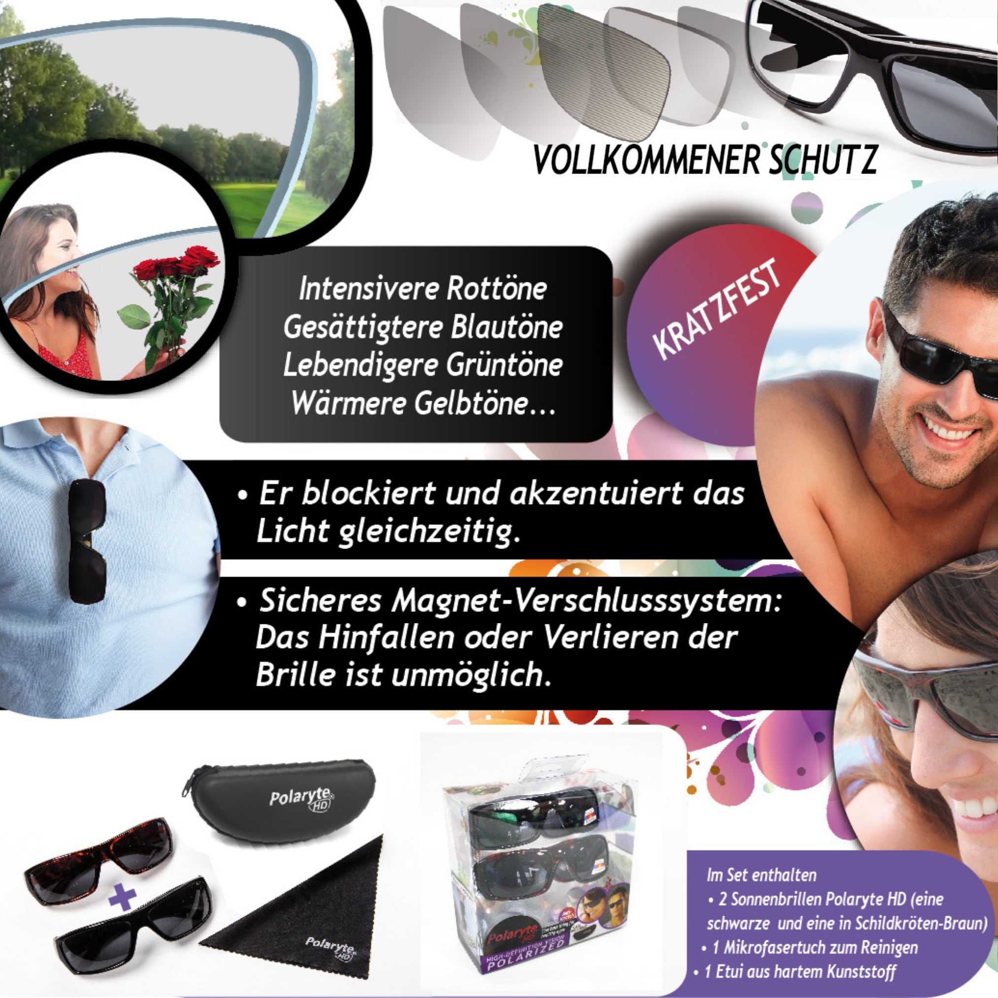 Best Direct® polarisierte Sonnenbrille UV 400 für Damen und Herren Polaryte HD Set