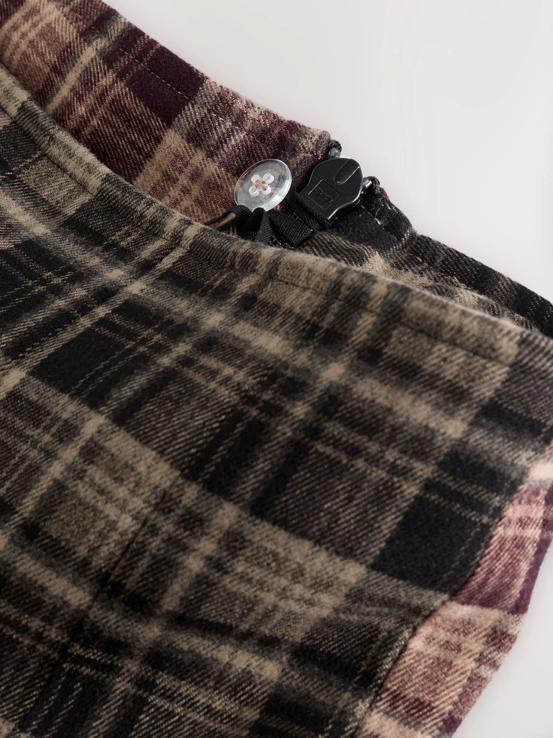 Red/Black Spliced - Check Knee Length Kilt Skirt