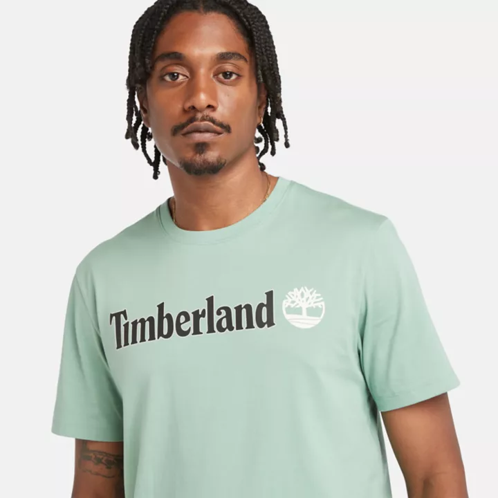 T-shirt à logo linéaire pour homme en vert clair