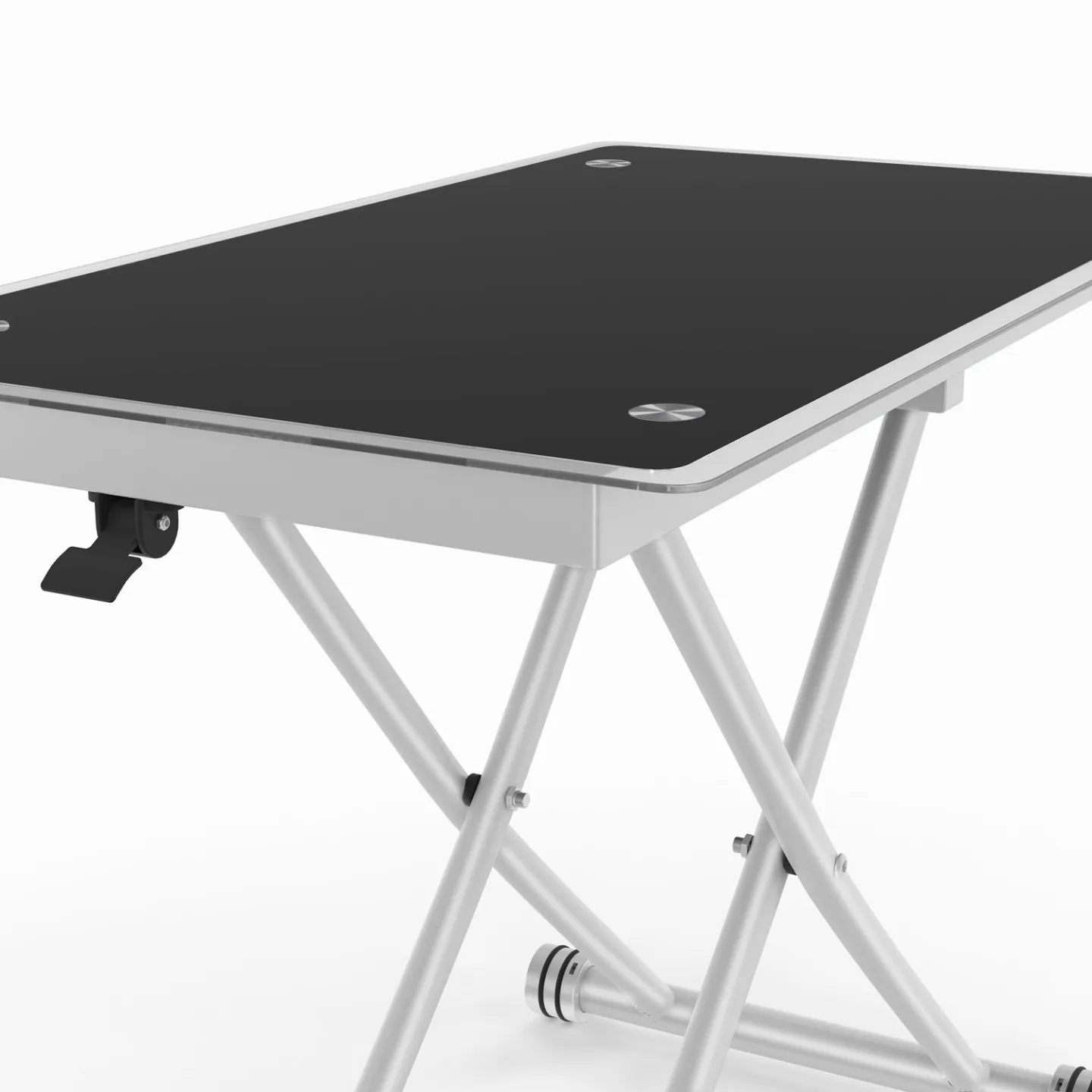 Table basse 2-en-1 relevable en table à manger 2 personnes URBANA plateau verre trempé