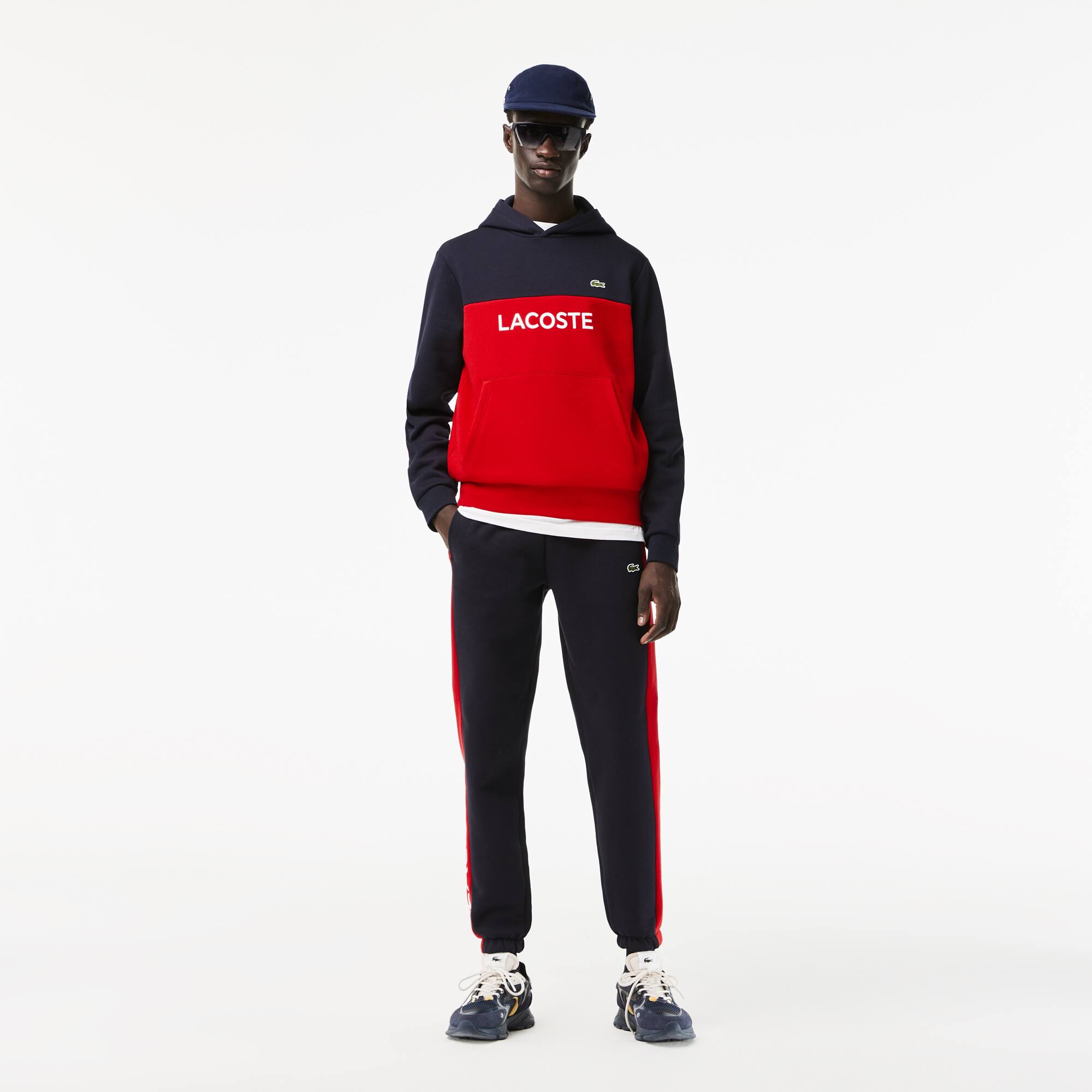 Sweatshirt à capuche homme classic fit color-block avec marquage Sweatshirts - Bleu - Lacoste - Homme