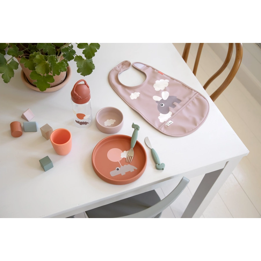 Done by Deer™ Silikon Geschirr-Set Happy clouds papaya