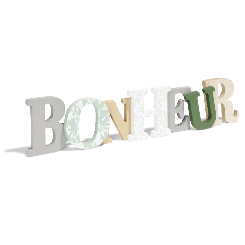 Décoration mot BONHEUR en bois L49xH14cm