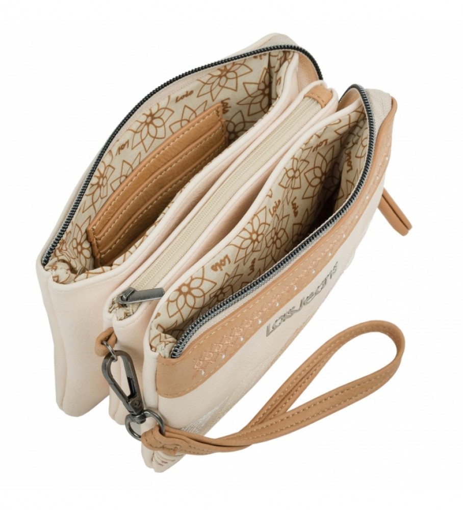 Lois Monedero Triple Galatea Bege, Marrom - 17,5 x 11 x 4 cm