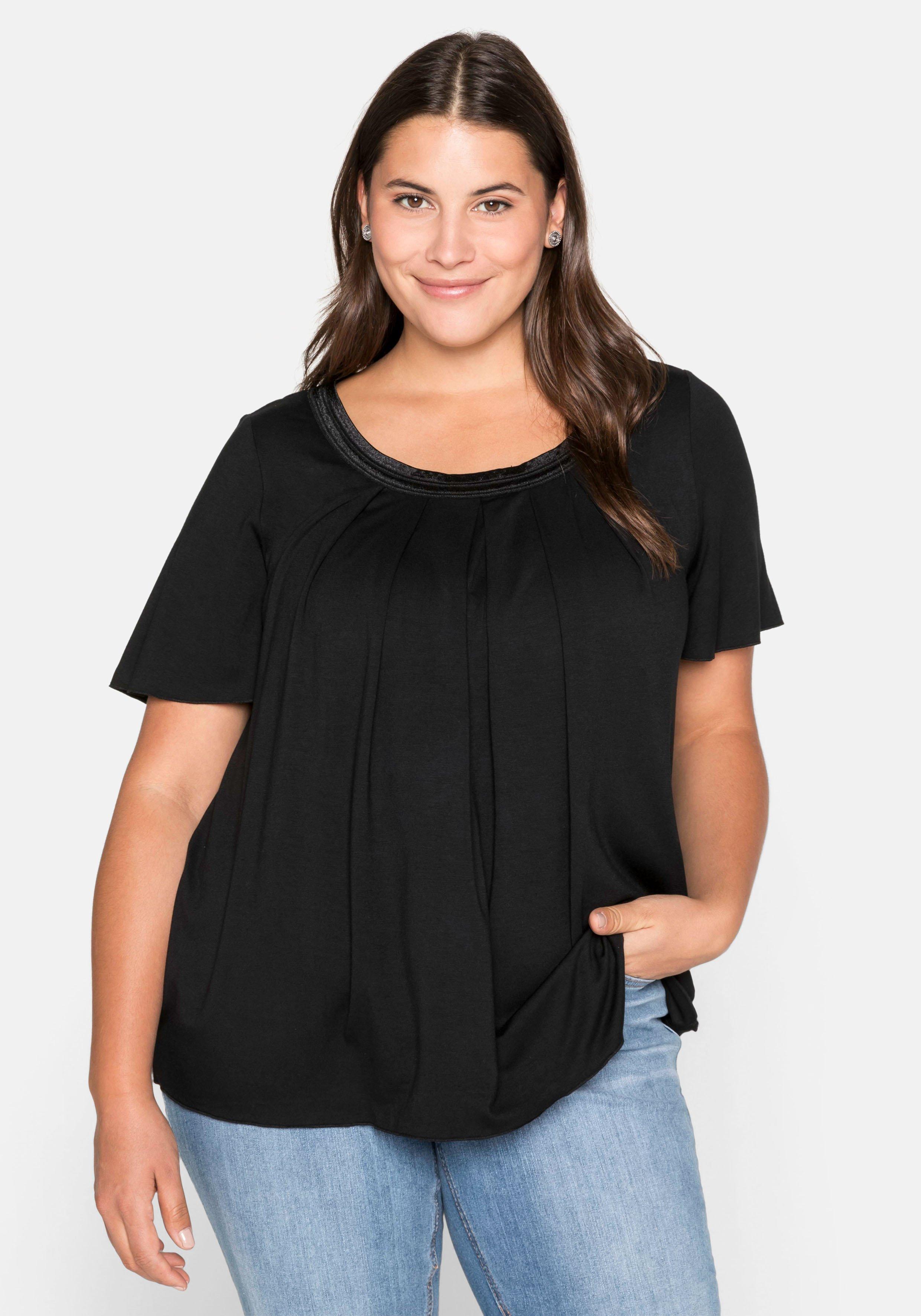 Shirt in A-Linie mit dekorativer Blende, aus Viskose-Jersey