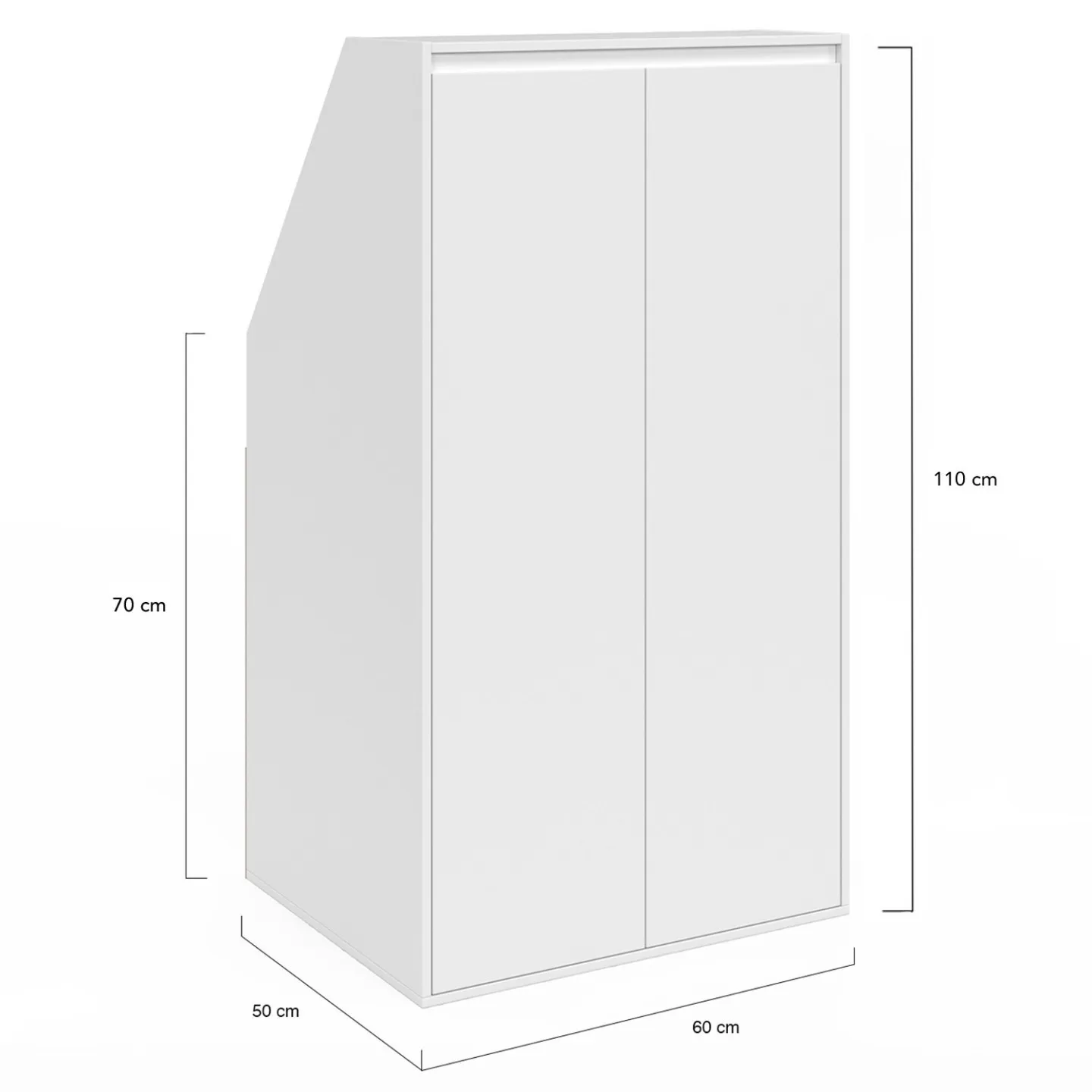 Armoire sous pente 2 portes TOMI 60 x 50 x 70/110 cm blanc