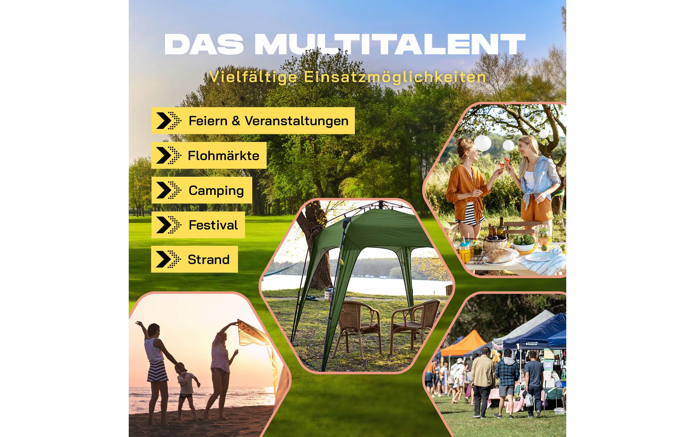 Pavillon Pop Up - Dunkelgrün<br>Outdoor-Pavillon mit Seitenschutz
